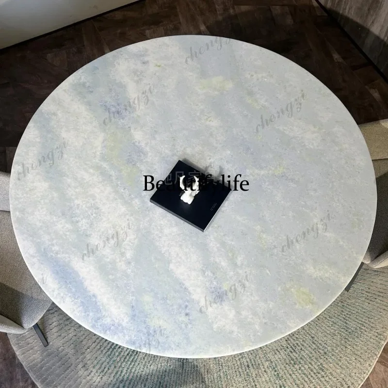 MM45 Brazil imported blue crystal natural luxury stone dining table Italian minimalist light luxury marble round dining table
