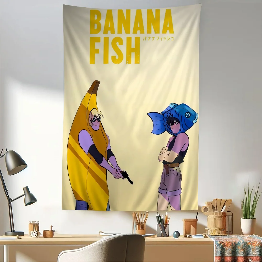 Anime BANANA FISH Hängender böhmischer Wandteppich, indischer Buddha, Wanddekoration, Hexerei, böhmischer Hippie, günstiger Hippie-Wandbehang