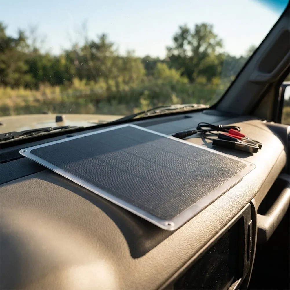 6W 12V Solar Charger Mobile Phone Car Battery Weather Resistant Robust Materials Reliable Performance Outdoor Activities