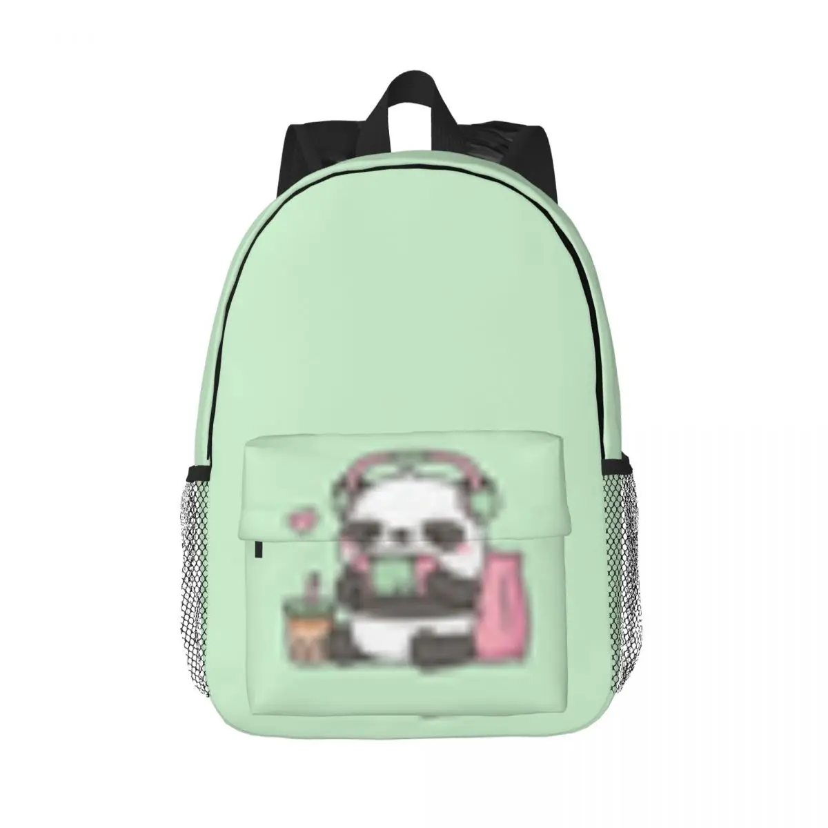 Mochila impermeable con auriculares para niños y niñas, mochila de gran capacidad, ligera, bonita, pequeña Panda, 15 pulgadas