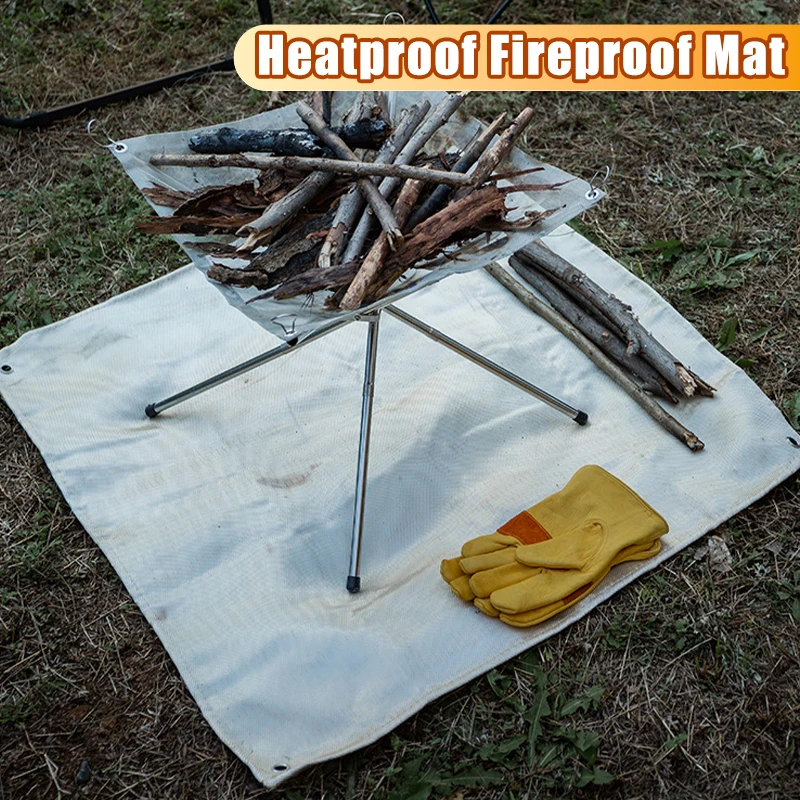 

Outdoor Camping Fireproof Cloth Flame Retardant High Temperature Fire Blanket Picnic Barbecue Waterproof Mat Fiberglass Mat