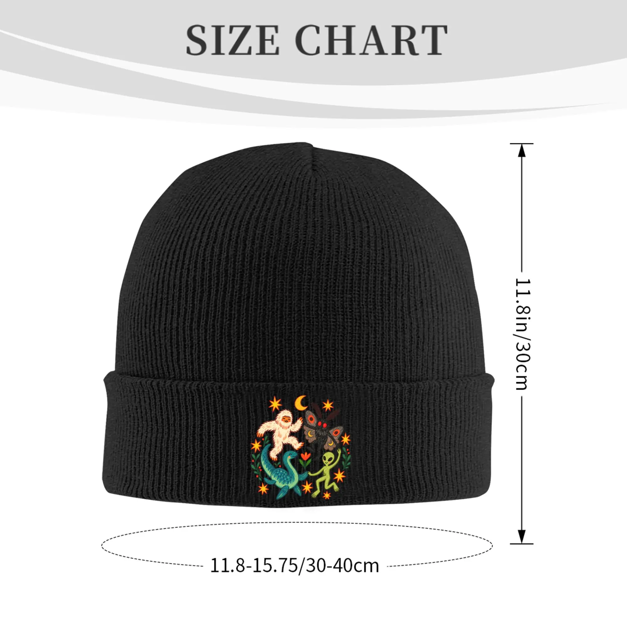 Dancing Cryptids Knitted Caps Beanies Autumn Winter Hat Acrylic Bigfoot Alien Mothman Loch Ness Monsters Warm Caps ,