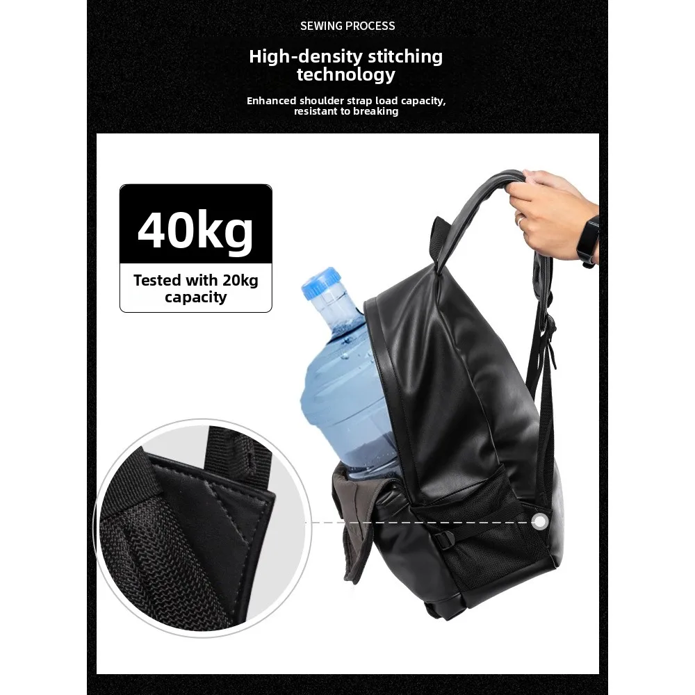 

Men's Large Capaci Waterproof PVC Bapa oulder Bag Street Trend Sle Bag with Carent for 4 Inch Laptop