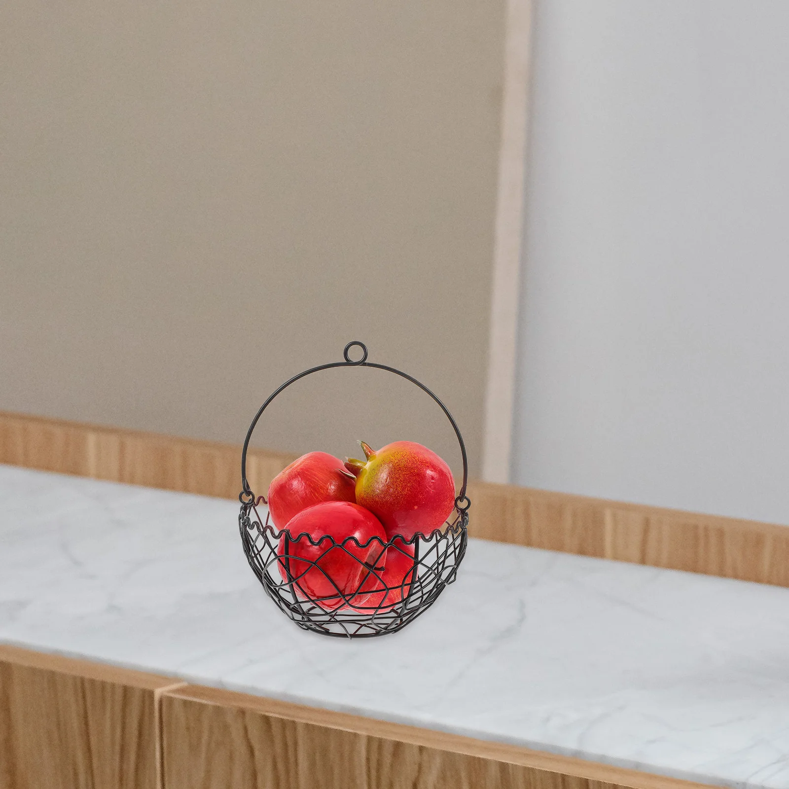 

Kitchen Storage Basket with Handle for Eggs Garlic Ginger Fruits Vegetables Countertop Organizer Iron Food Basket Vintage Style