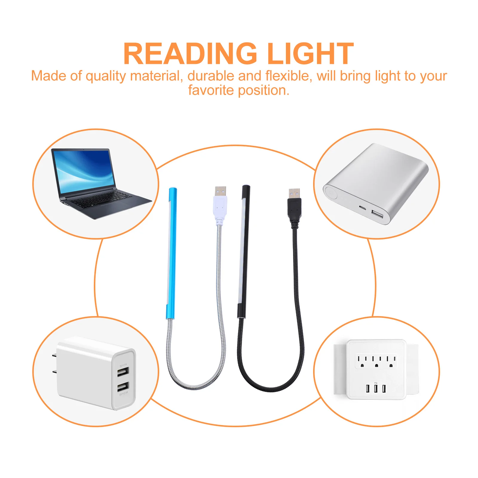 

2Pcs USB Touch Dimmable Reading Lamp LED Flexible Gooseneck Night Light Portable USB Laptop Lamp Reading Light