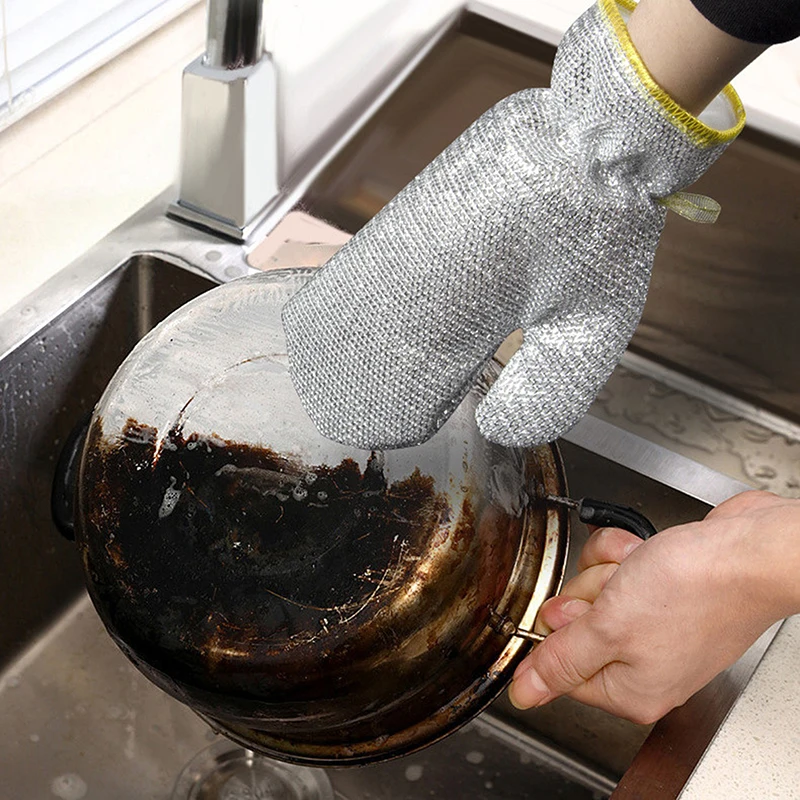 Rust Removal Cleaning Cloth Kitchen Magic Dishwashing Gloves Steel Wire Cleaning Rag Microwave Stove Clean Tools Dish Cloth