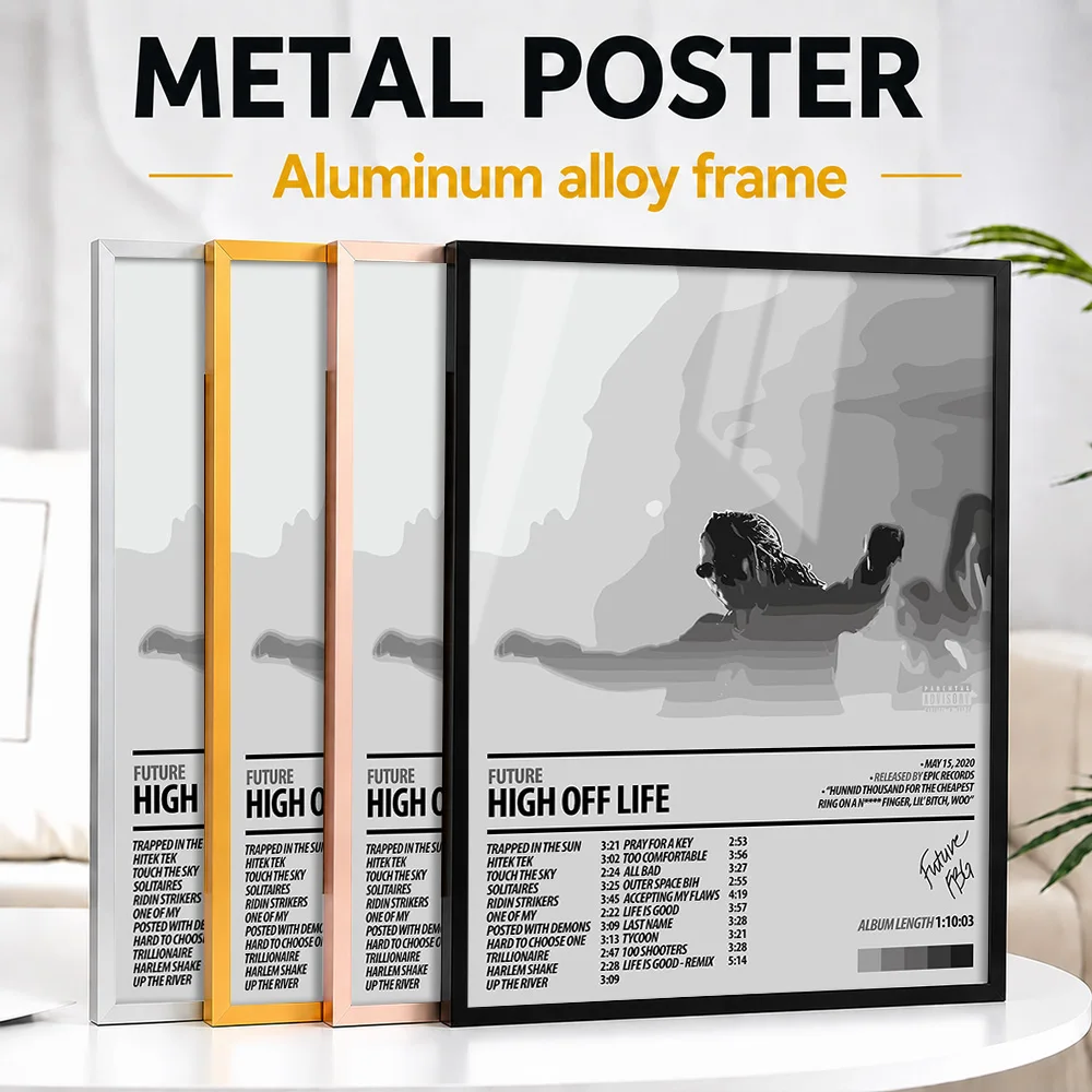 Future High Off Life Album Metal Poster With Aluminum Alloy Frame Customized Graphic Design Wall Art For Home Studio And Bedroom