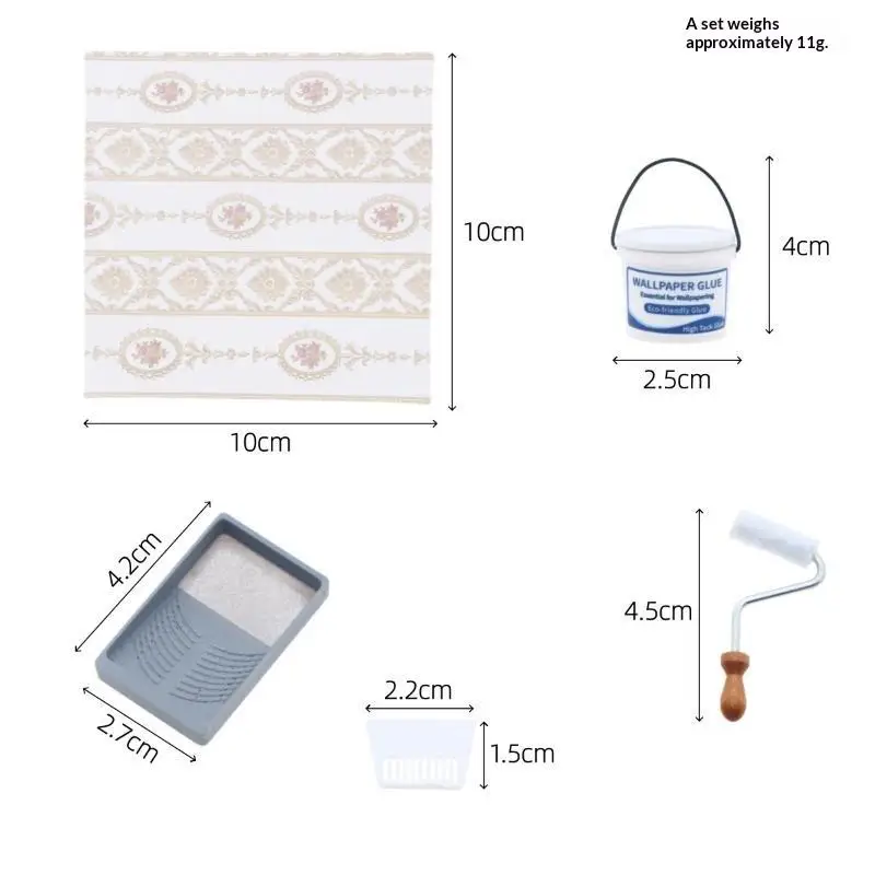 1Set Dollhouse Miniature House Scene Sponge Roller Paint Brush For Model Painting Scenery Props