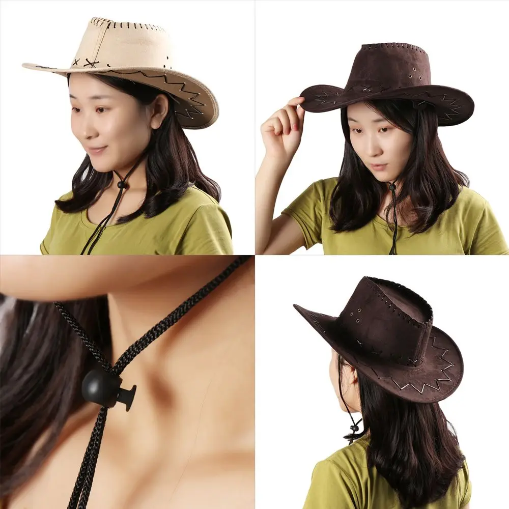 Practical Suede Men Lady West Fancy Dress Polyester Unisex Cap Cowboy Hat