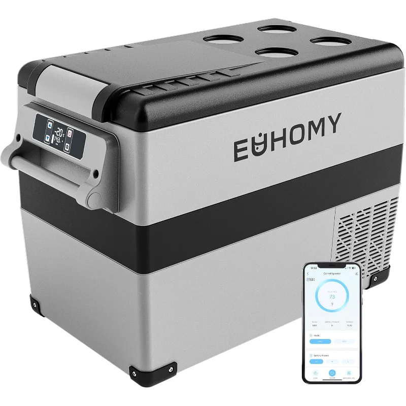 EUHOMY 12 Volt Refrigerator, 48QT(45L) Electric Cooler, 12V Fridge APP Control, 12V Cooler -4℉~68℉, Portable Freezer 12/24V DC