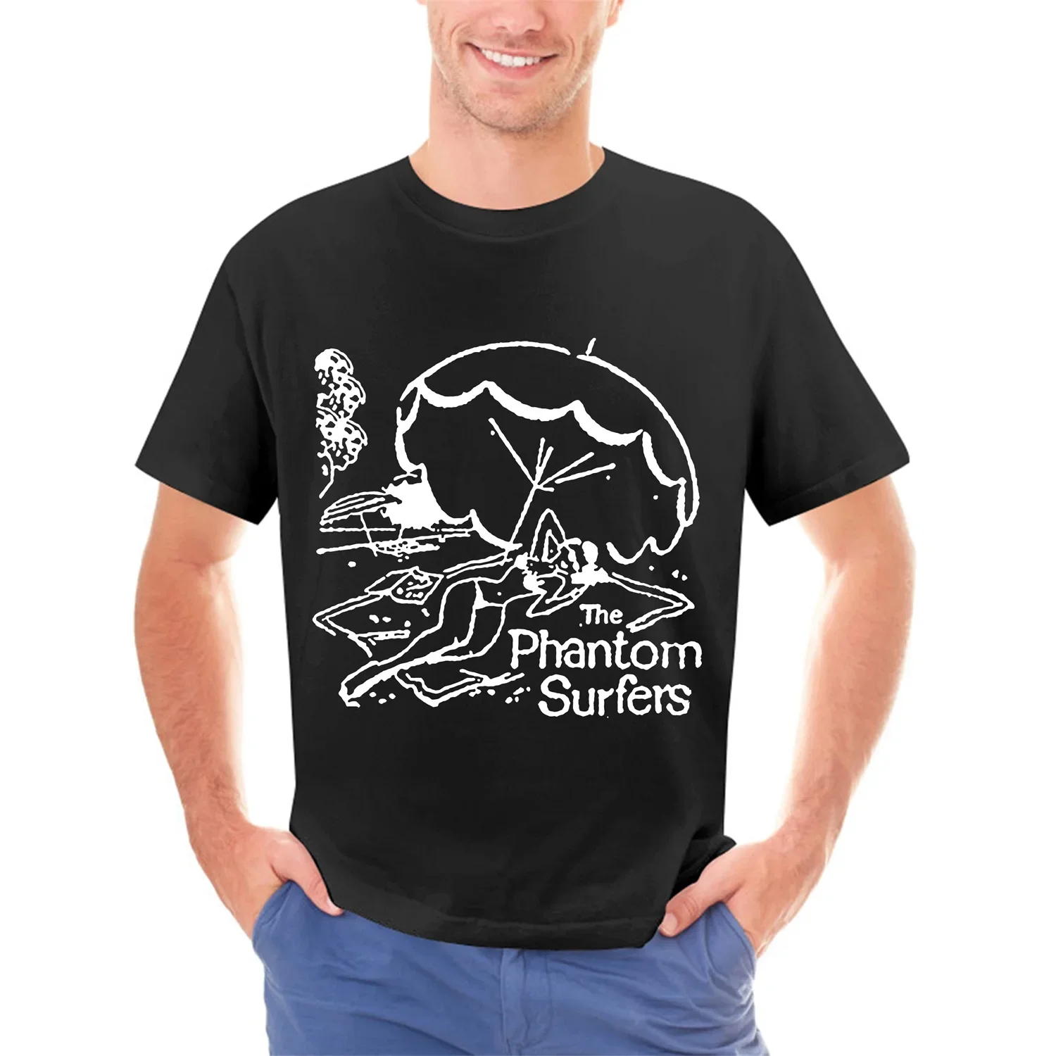 

the Phantom Surfers T shirt screen print black short sleeve