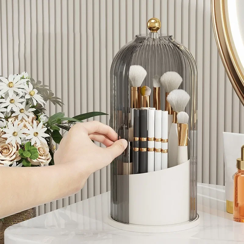 

360° Rotating Makeup Organizer Luxury Cosmetic Organizer Brush Holder Lipstick Eyebrow Pencil Holder Eye Shadow Storage Box