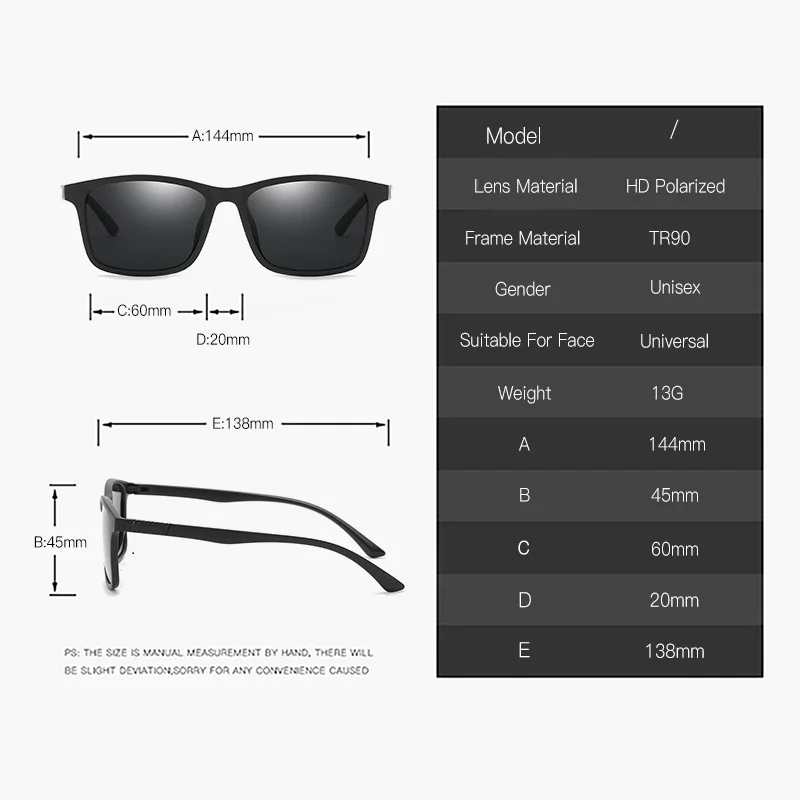 Gafas de sol polarizadas de lujo para hombre, lentes cuadradas de visión nocturna y diurna, ultraligeras, montura TR90, Vintage, UV400