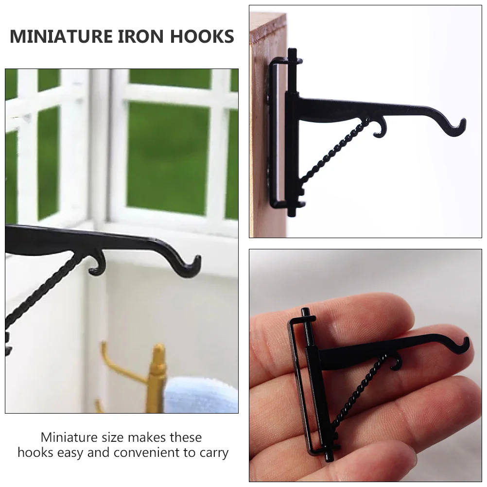 Mini Iron Frame Hook Dollhouse Hooks Supplies Accessories Models Decor for Small Home