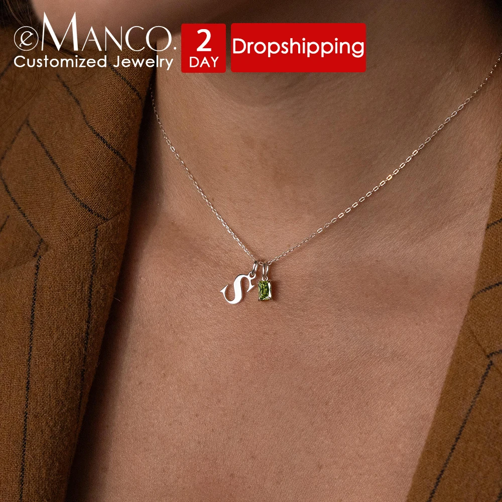 EManco Edelstahl Feine Kette DIY Personalisierte NR Buchstaben Bunte Zirkonia Individualisierte Namensketten Mode Damenschmuck
