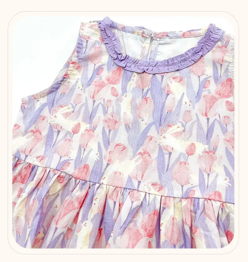 مجموعات ملابس الأطفال الأزهار طباعة بلا أكمام بلوزات واسعة الساق 2 قطعة مجموعات طفل فتاة ملابس الاطفال بوتيك الملابس #3