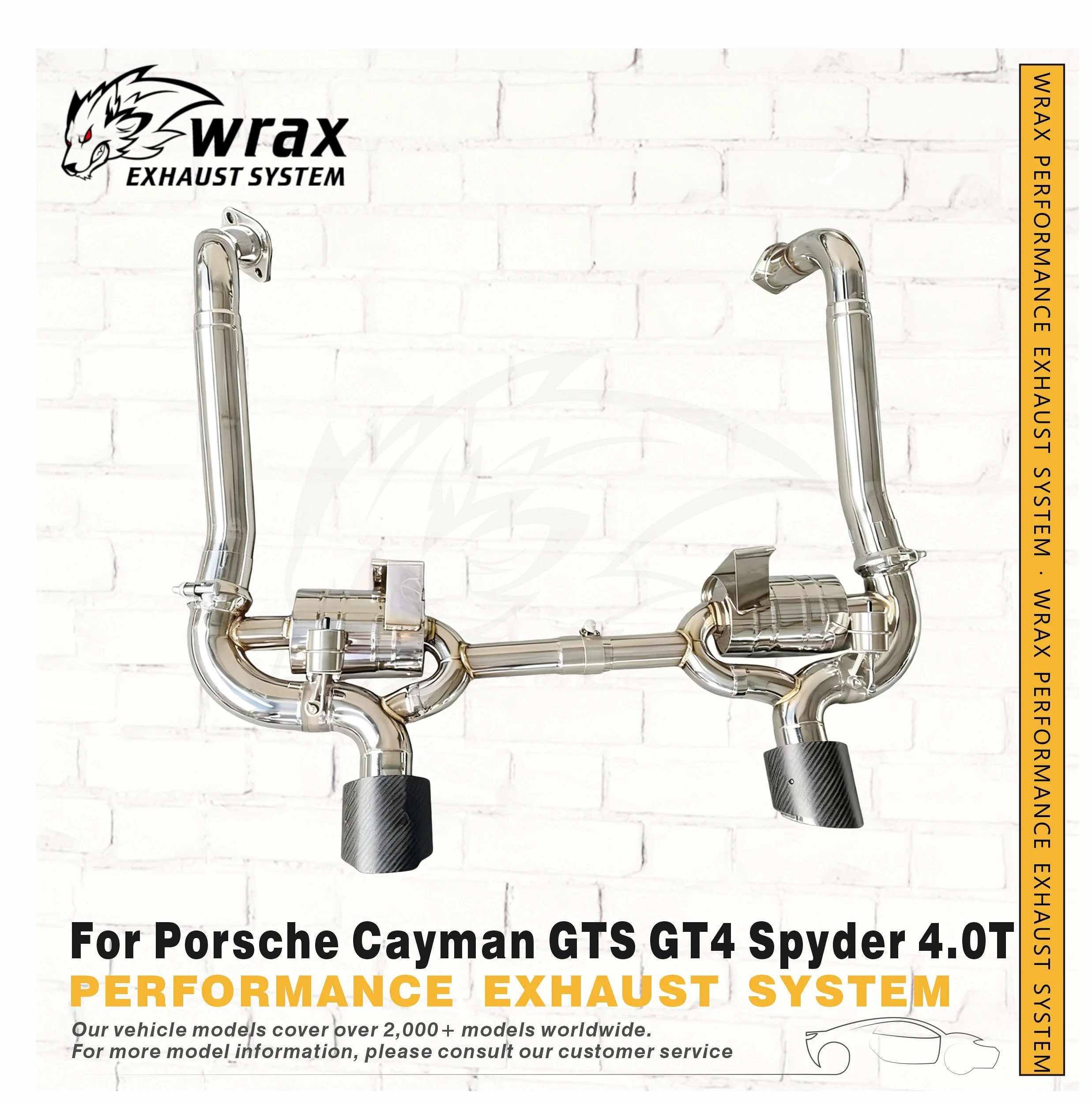 

Upgrade to a Sports Exhaust System WRAX for Porsche Cayman GTS GT4 Spyder 4.0T SS Vacuum Valve Catback Boost Vehicle Performance