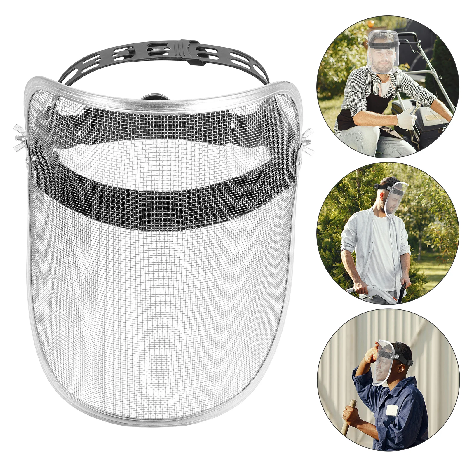 قناع شبكي للوجه مقاوم للانفجار من الفولاذ المقاوم للصدأ، عصابة رأس قابلة للتعديل لتشذيب العشب والبستنة، قناع سلك أمان للغابات #1