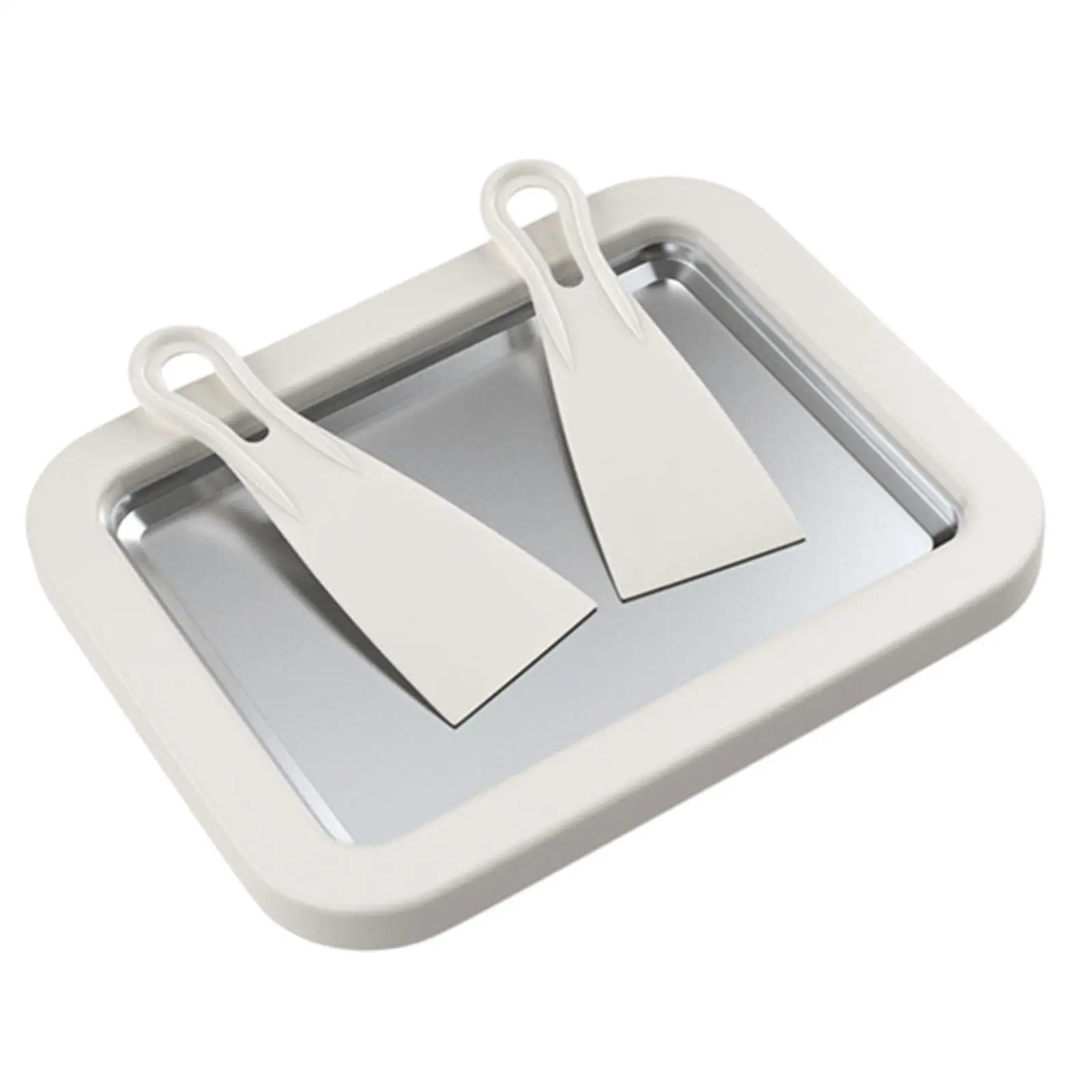 Ice Creams Rolls Maker Machine Stainless Steel Cold Yogurt Pan with 2 Spatulas Easy Clean Portable DIY Summer Frozen Dessert