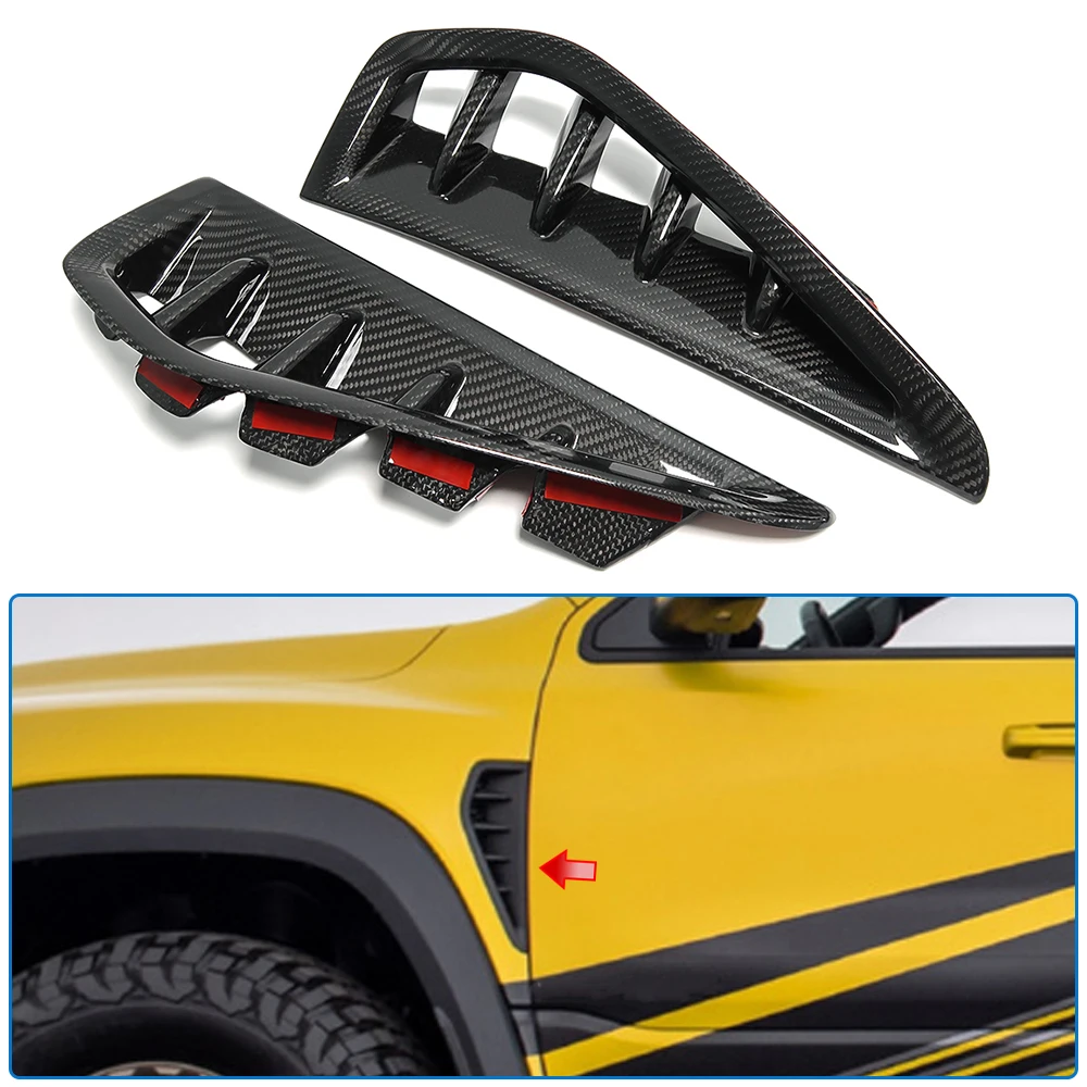 For Dodge Ram TRX Off-Road SRT 1500 2500 2019+ Side Air Vent Cover Car Side Fender Vent Trim Frame Carbon Fiber Car Accessories view 2