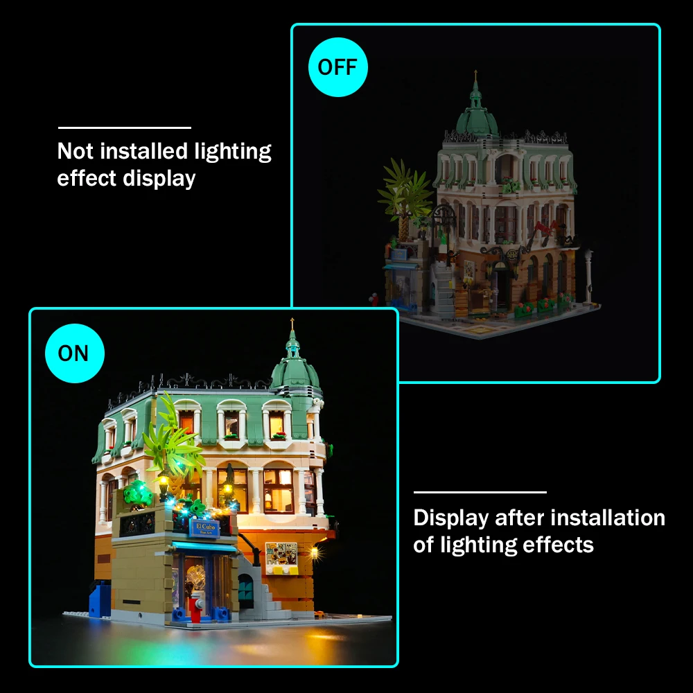 فونادو مجموعة إضاءة LED ل 10297 بوتيك فندق الطوب مجموعة إضاءة (لا تشمل النموذج) لتقوم بها بنفسك ضوء اللعب