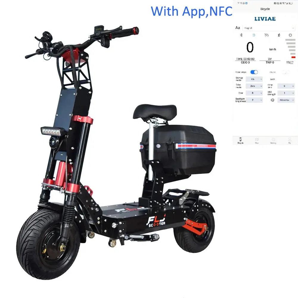 K13 13inch Fat Wheels Scooter with Big screen App Function Dual Motor 12000W 72V Electric Scooter