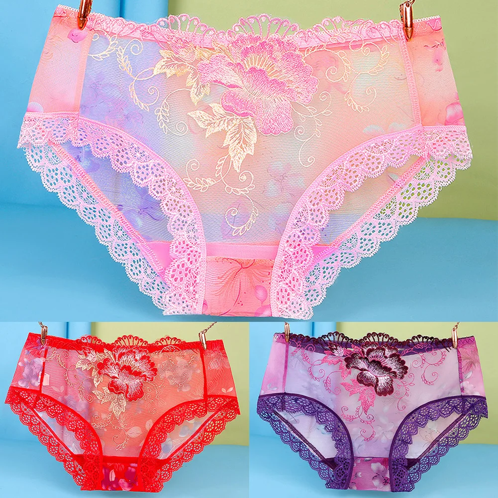 Transparente Mesh Slips Frauen ultra dünne Unterwäsche Blume Spitze haut freundliche Höschen durch Unterhose Frau sexy Knicker sehen