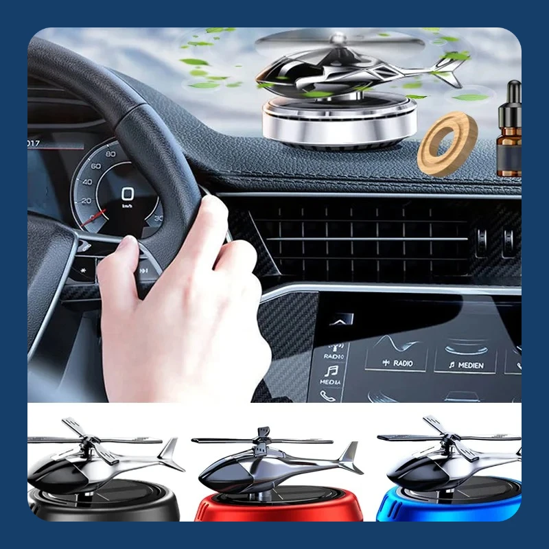 

Car Air Freshener Interior Decor Accessories Helicopter Solar Rotating Aroma Diffuser Alloy Perfume Bottle Holder Ornament Auto