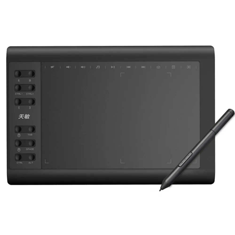 Graphics Digital Drawing Tablet 8192 Level 5080 LPI Pen Animation Writing Board Support Phone Connection AT Game 10x6 Inch USB