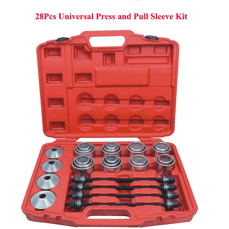 28Pcs Professional Pull Press Sleeve Kit Remove Bushes Bushing Bearings Seals