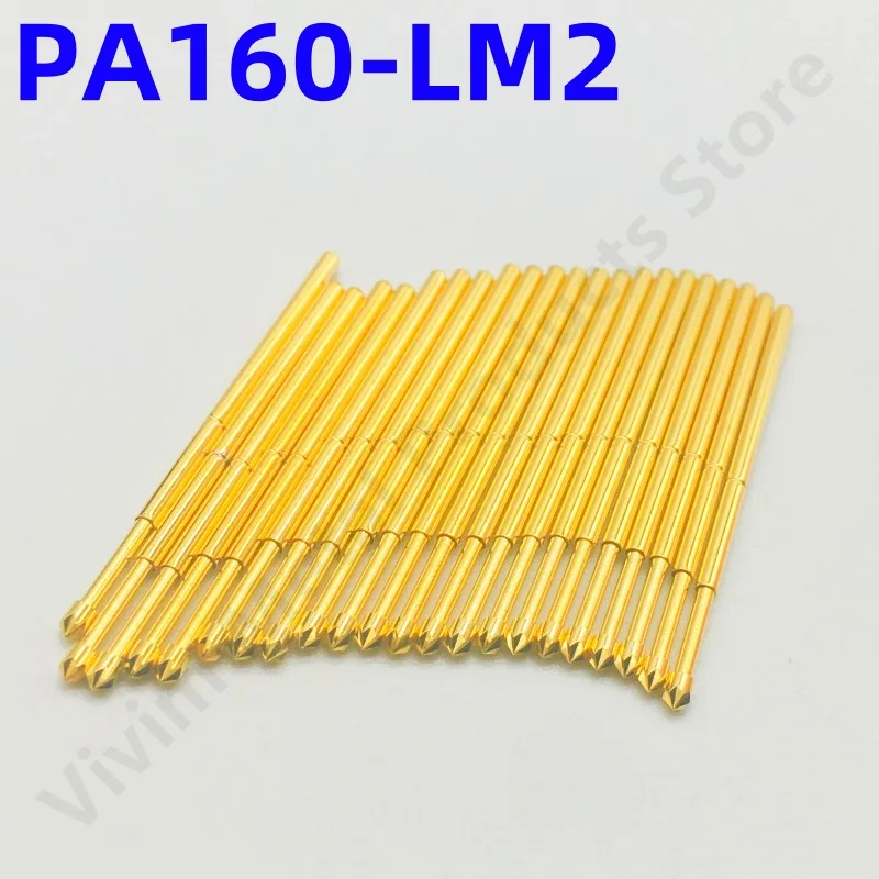 

100PCS PA160-LM2 Spring Test Probe PA160-LM Test Pin P160-LM2 P160-LM 24.5mm Needle Dia 1.36mm Pogo Pin Gold Head Dia 1.50mm