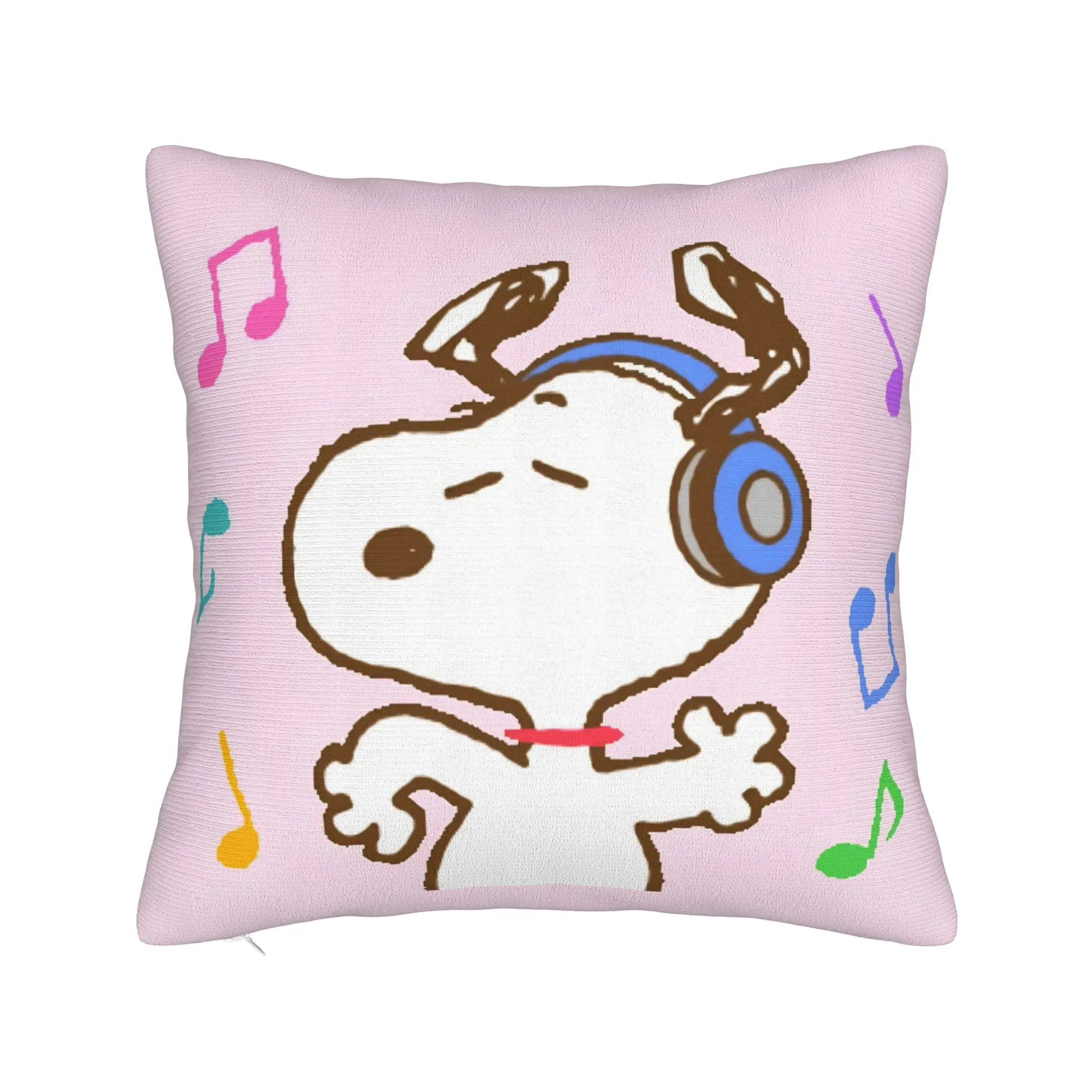 Cartoon Cute S-Snoopys Square Pillow Cases Music Cushion Cover Awesome Zipper Decor Pillowcover for Home 18
