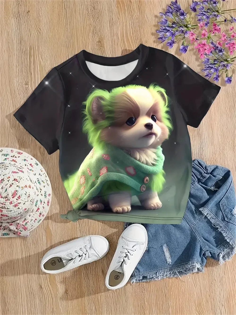 

2025 Animal Trendy Children Tshirts Girl Baby Dog 3d Printed T Shirt Girls T-Shirts Casual Baby Clothes Top Tee