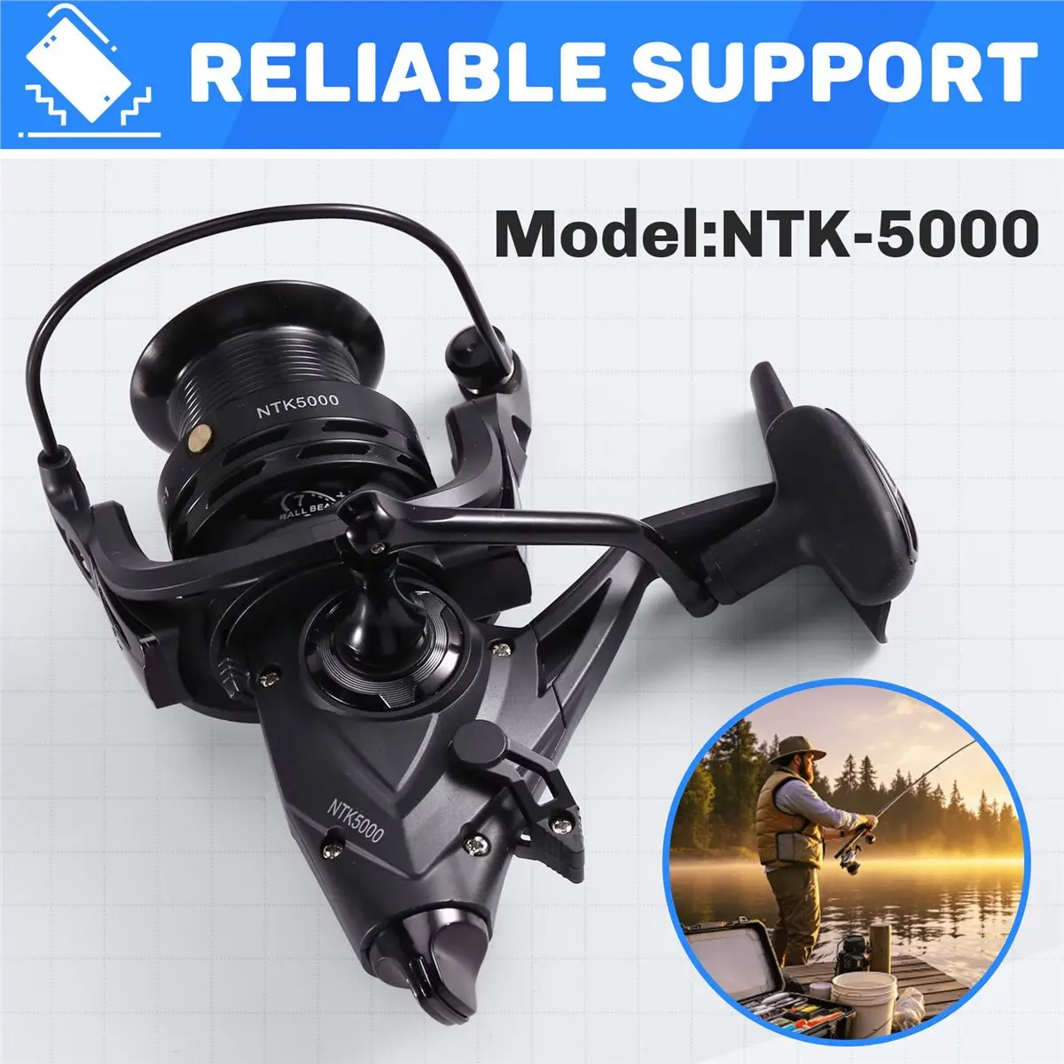 giftnew  Reel, Freshwater and Saltwater Fishing Reel, 7+1 Double Spool & Handle Saltwater Fishing Reel -5000