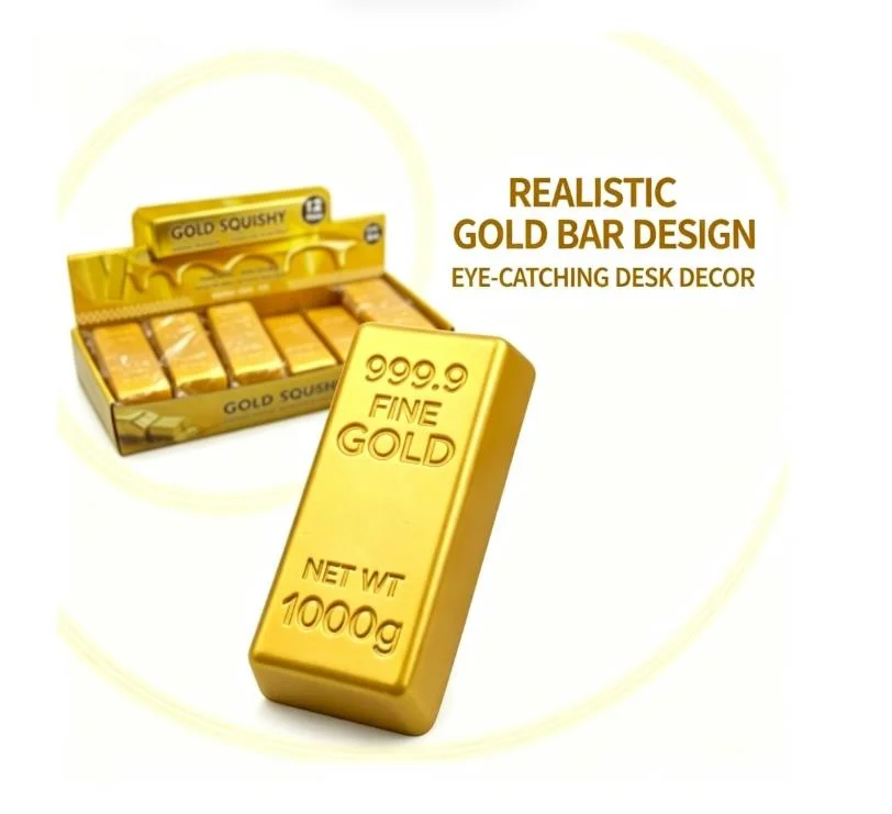 1-3PCS Simulate Gold Brick Squishy Slow Rising Stress Relief Toy Realistic Gold Bar Squeeze Anti-Anxiety Fidget Toy Party Favors