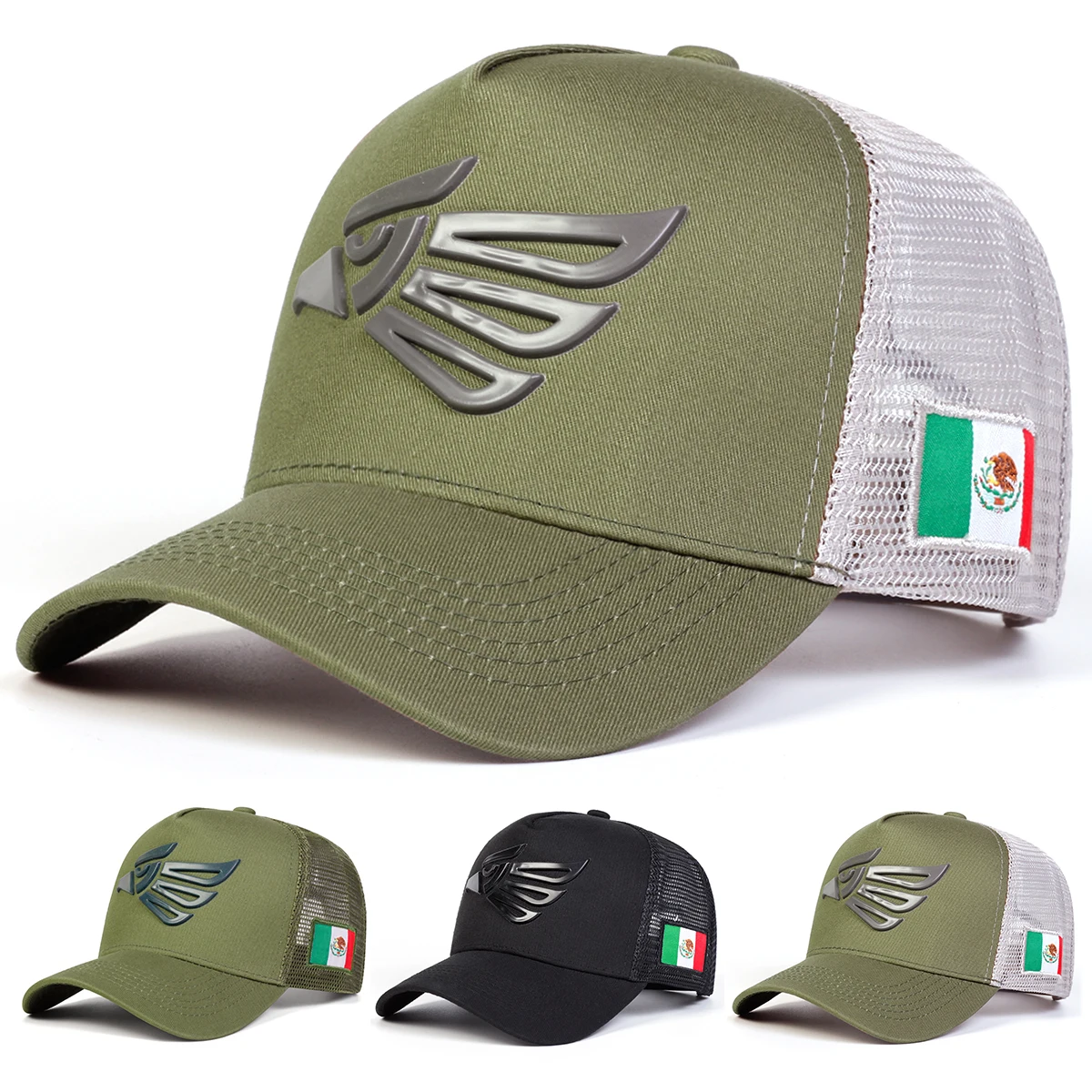 Unisex Mexican Eagle Label Baseball Net Caps Outdoor Adjustable Spring and Summer Casual Sunscreen Hat