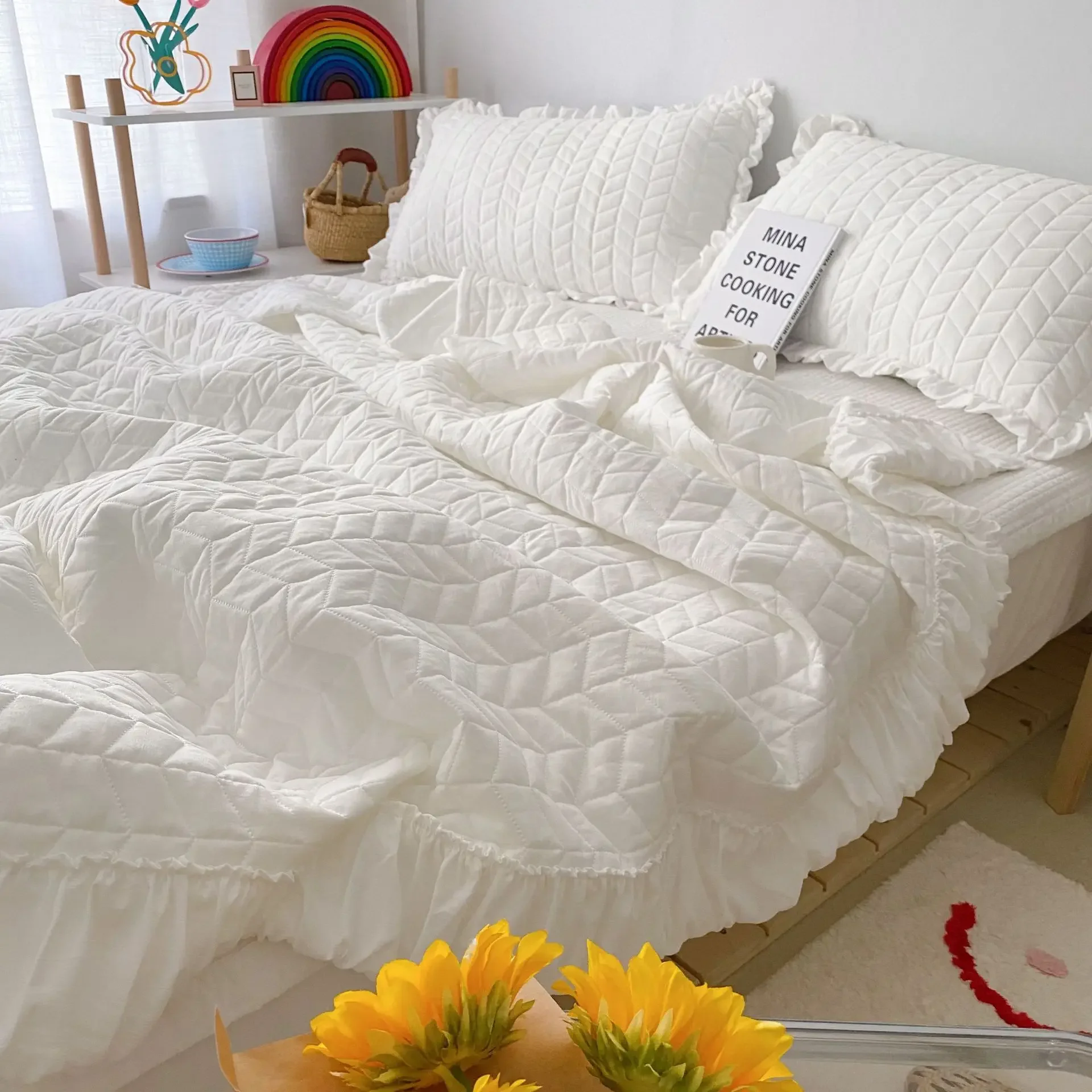 

Washed Yarn Summer Quilt Four Piece Air Conditioner Bed Cover Blogger Same Style Summer Cool Summer Thin Quilt