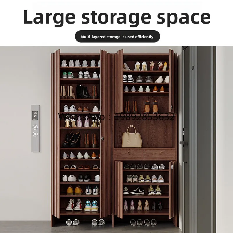 LYY Outdoor Corridor Lockable Shoe Cabinet for Home Entrance Hallway Solid Wood Storage Integrated Wall-Mounted Entryway Cabinet