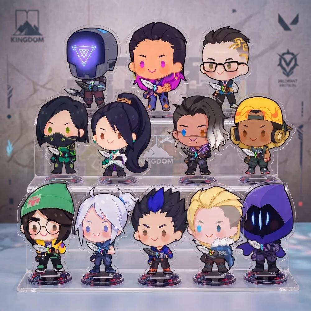 Valorant 10cm Acrylic Stand Jett Sage Chamber Killjoy Omen Double Sided Chibi Game Desktop Figure Fan Collectible Gift Keychain