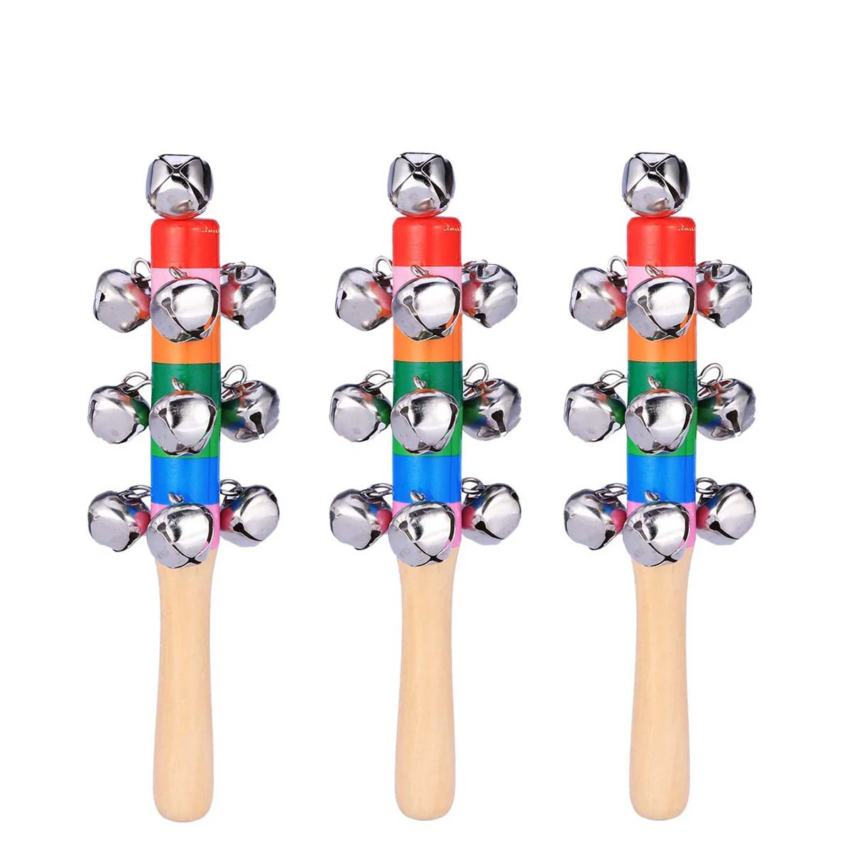 Mão Jingle Bells para crianças, instrumento musical, instrumentos Puzzle, 3 pcs