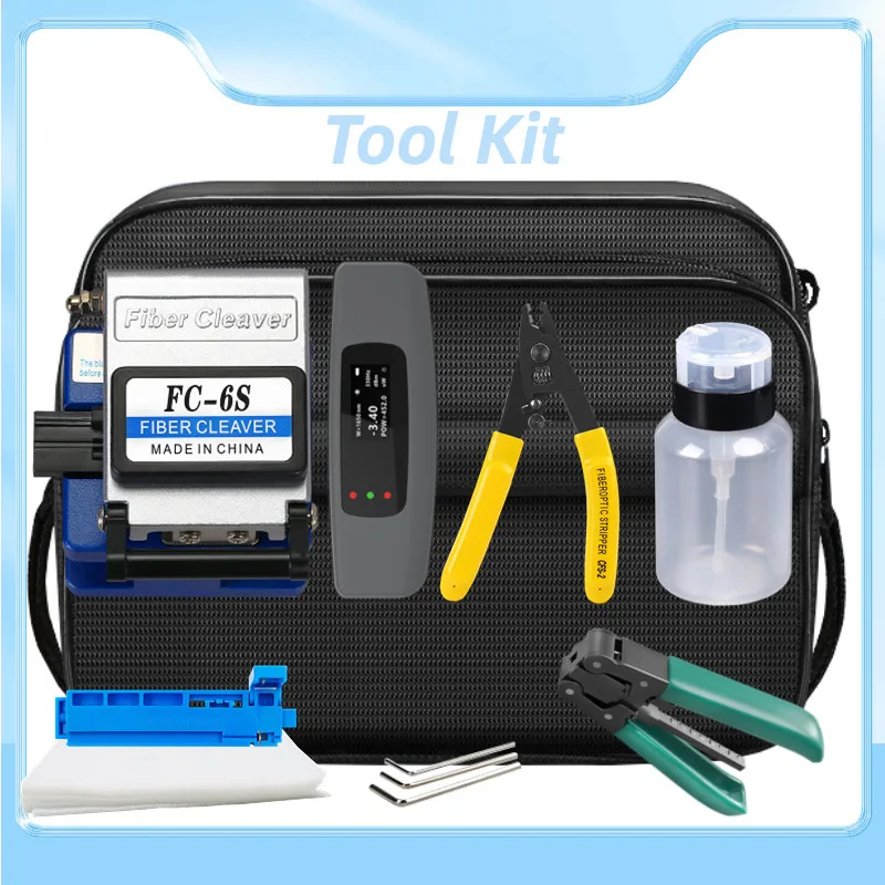 

Fiber Optic Tool Kit with FC-6S Fiber Cleaver -70~+10dBm 2 in 1 Optical Power Meter Tester 1mw Visual Fault Locator