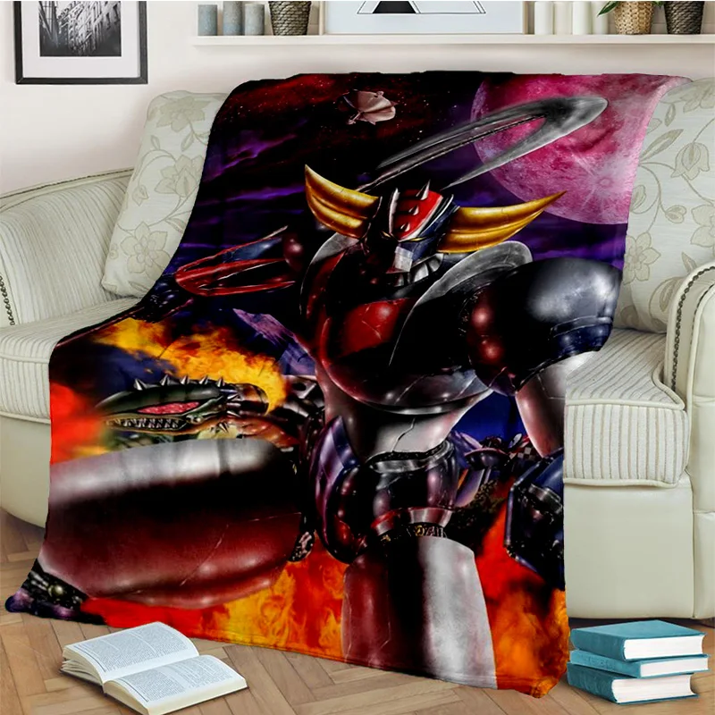 Cartoon UFO Robot Grendizer Anime Blanket,Soft Throw Blanket for Home Bedroom Bed Sofa Picnic Travel Office Cover Blanket Kids