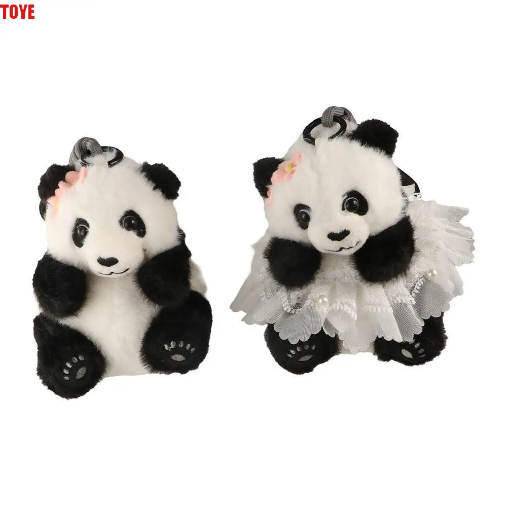 จําลอง Panda Plush ของเล่นจี้เครื่องประดับคอลเลกชันสัตว์ Panda พวงกุญแจการ์ตูน Fluffy Plush Creative Keyring