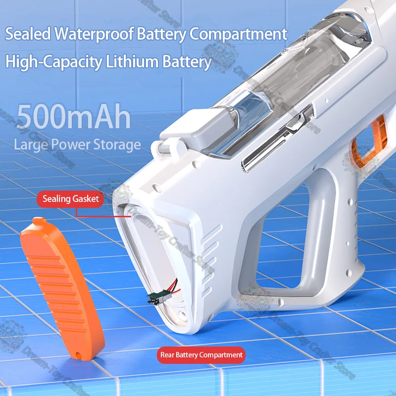 Pistola de água elétrica brinquedo para crianças sucção automática tamanho grande puxar tipo blaster auto carregamento ao ar livre imersão respingo tiro jogar
