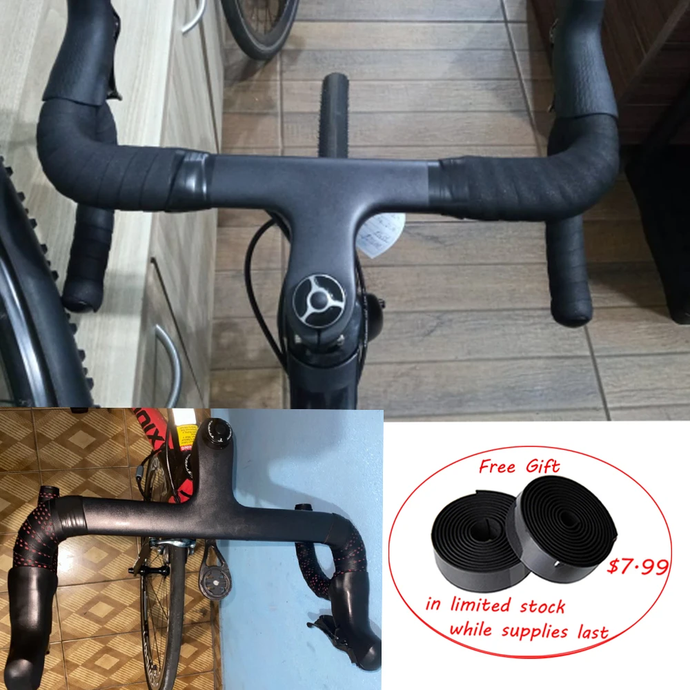 RXL SL-Manillar de carbono integrado para bicicleta de carretera, barra de mango para bici de carreras, enrutamiento interno, OD2, 28,6/31,8mm