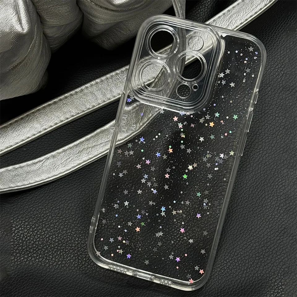 Funda de lujo transparente con brillantina y destellos para iPhone 17 16 15 14 13 12 11 Pro Max XR X XS 8Plus a prueba de golpes 6