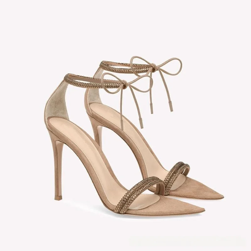 

Princess Style Sandals 2026 New Women Summer Elegance Lady High Heels Fashionable Matching Diamond Thin Heel Silk Satin