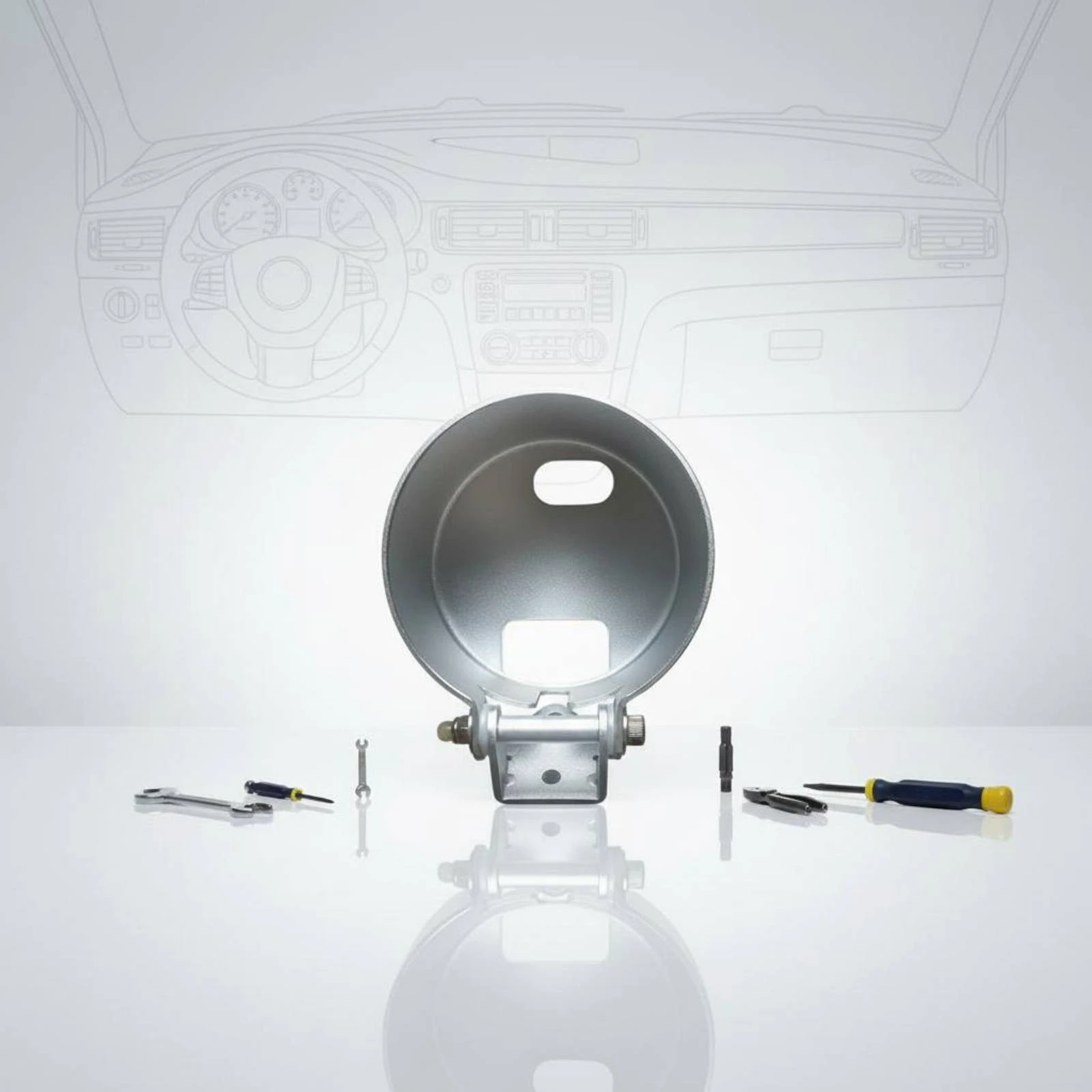 85 Mm Gauge Bracket Round Uncovered Front Gauge Mounting Bracket Instrument Holder Silver-Gray Vehicle Part Stable Hold