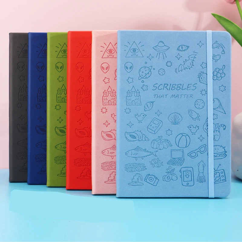 Cute Embossed Cartoon PU Notebook A5 A6 Elastic Band Diary Journal, Soft Cover Student Notepad, Business Planner Stamp Book