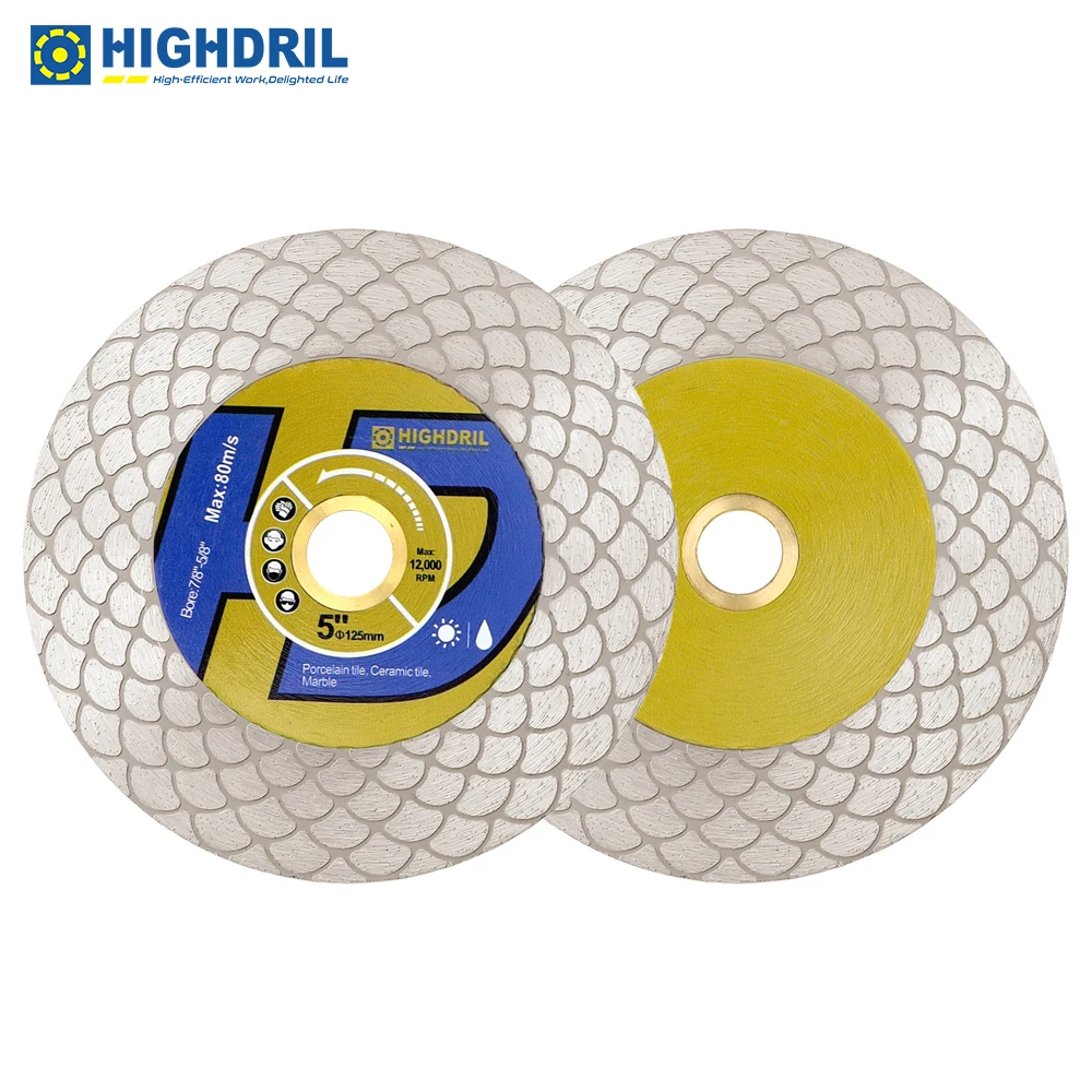 HIGHDRIL 115/125mm Diamond Cutting Grinding Disc Double Side Saw Blade 1/3/5pc Granite Fan Shaping Edge Marble Ceramic Porcelain